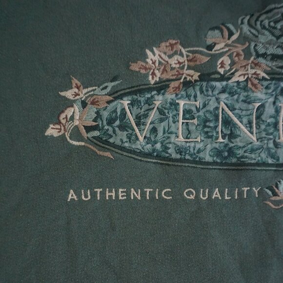 Vintage Venezia Jeans Sage Green Rose Floral Sweatshirt Embroidered Venezia 14 - Picture 7 of 10